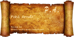 Pohl Arnó névjegykártya